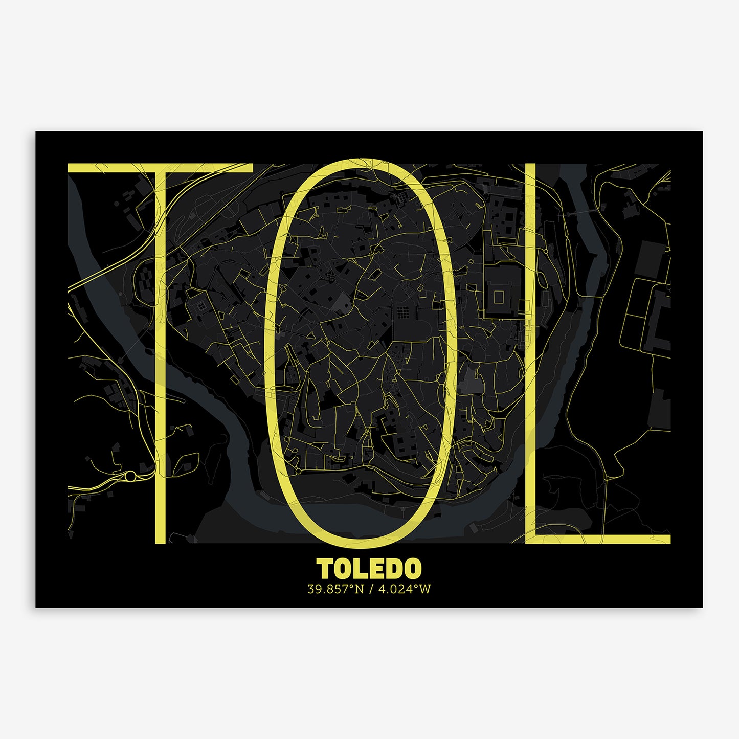 Toledo Downtown Map V07 Night / No Frame / Yes