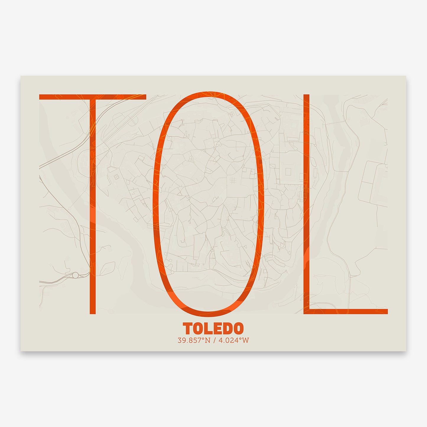 Toledo Downtown Map V07 Tribal / No Frame / No