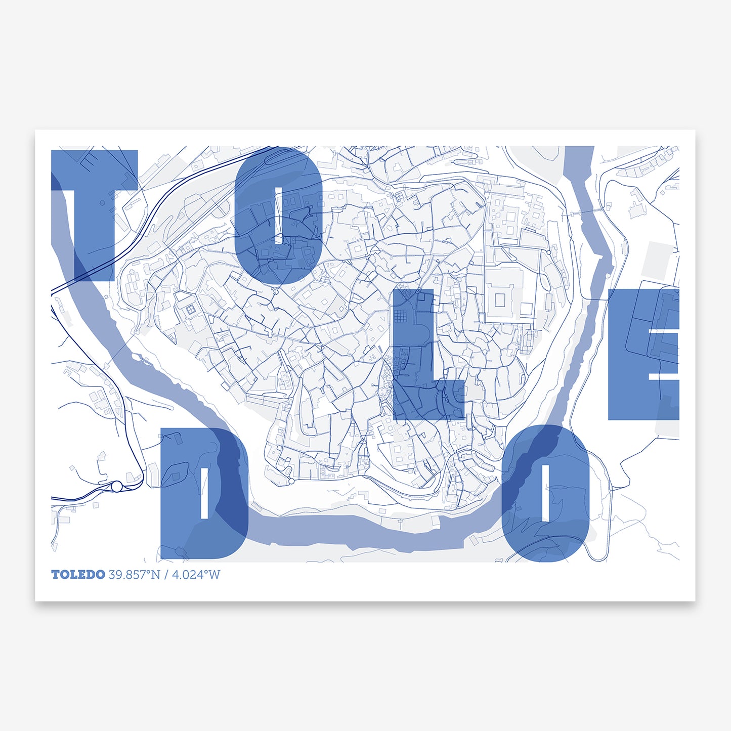 Toledo Downtown Map V08 Med / No Frame / No