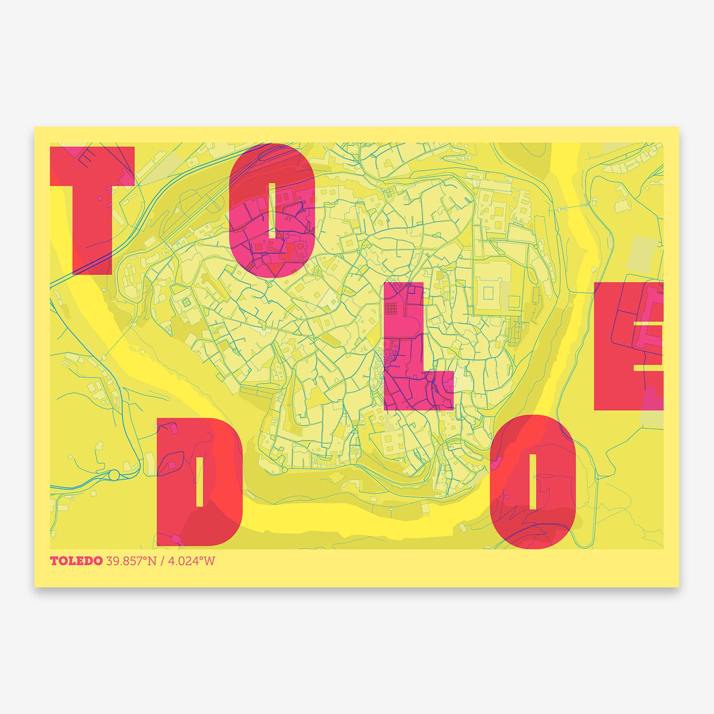 Toledo Downtown Map V08 Miami / No Frame / No