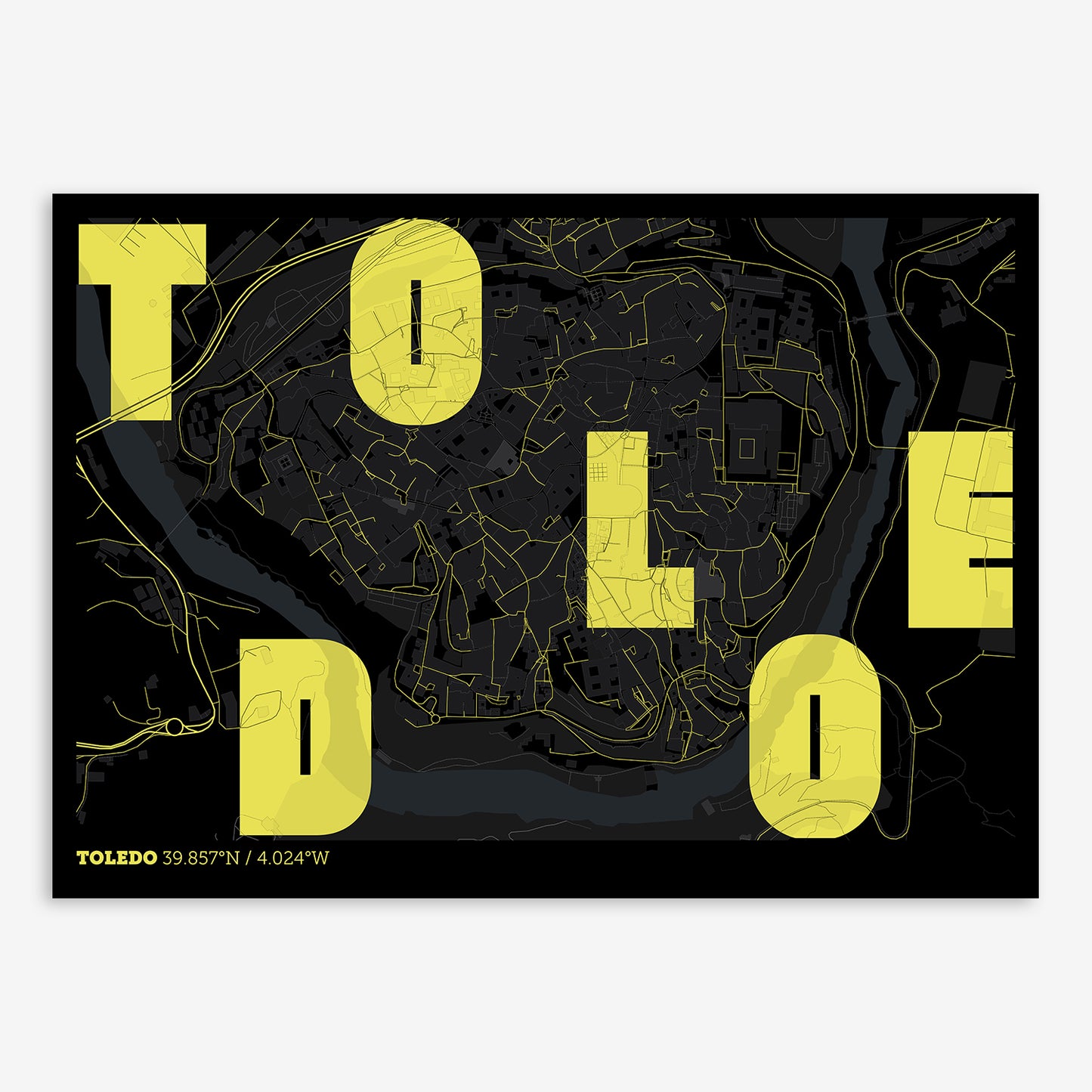 Toledo Downtown Map V08 Night / No Frame / No