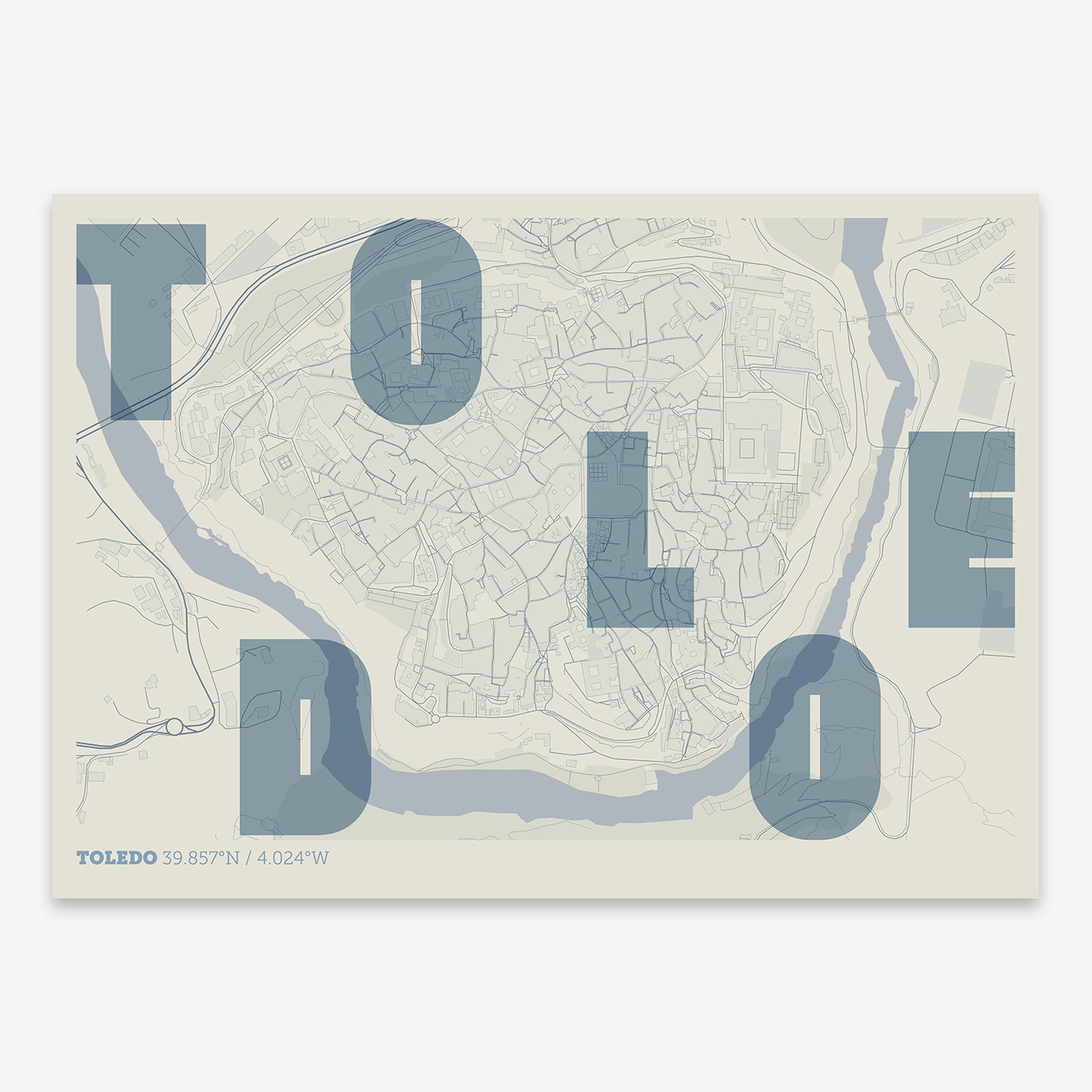 Toledo Downtown Map V08 Seaside / No Frame / No