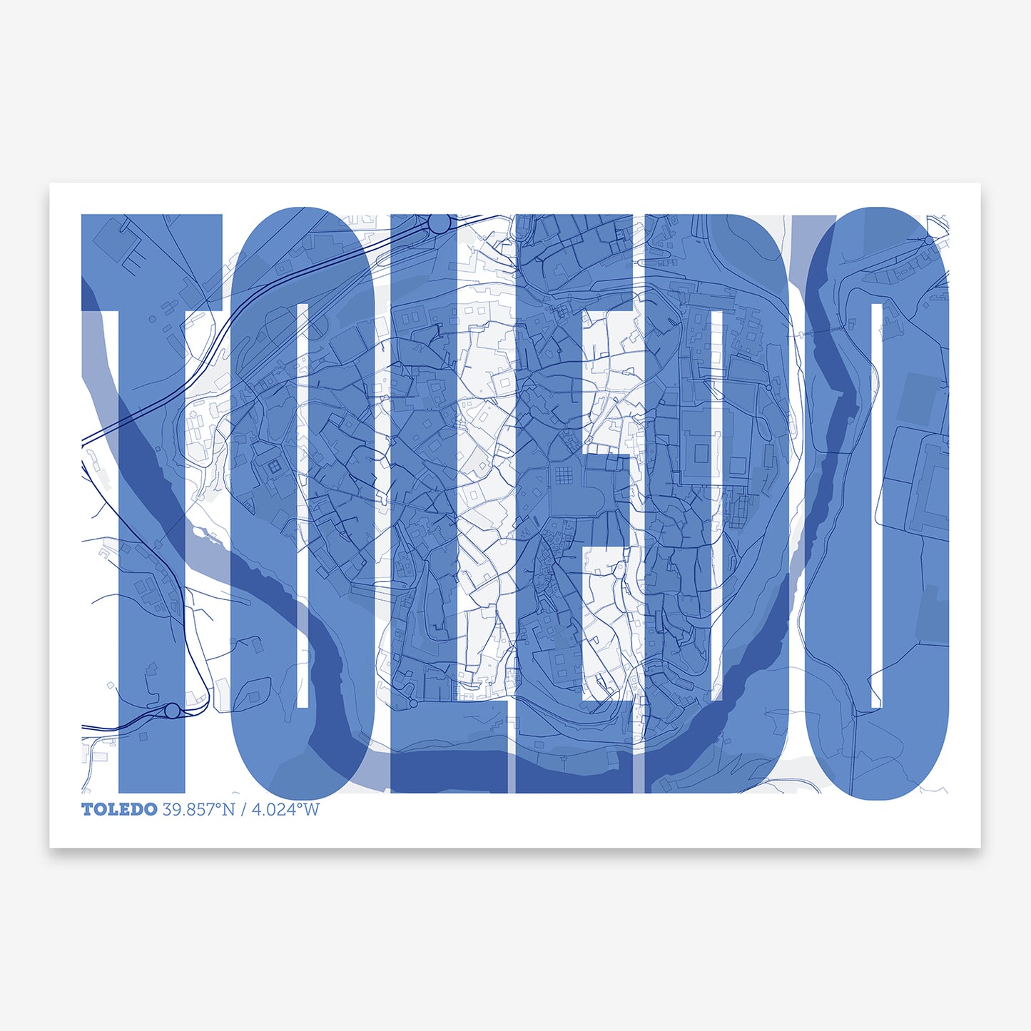 Toledo Downtown Map V09 Med / Frame / No