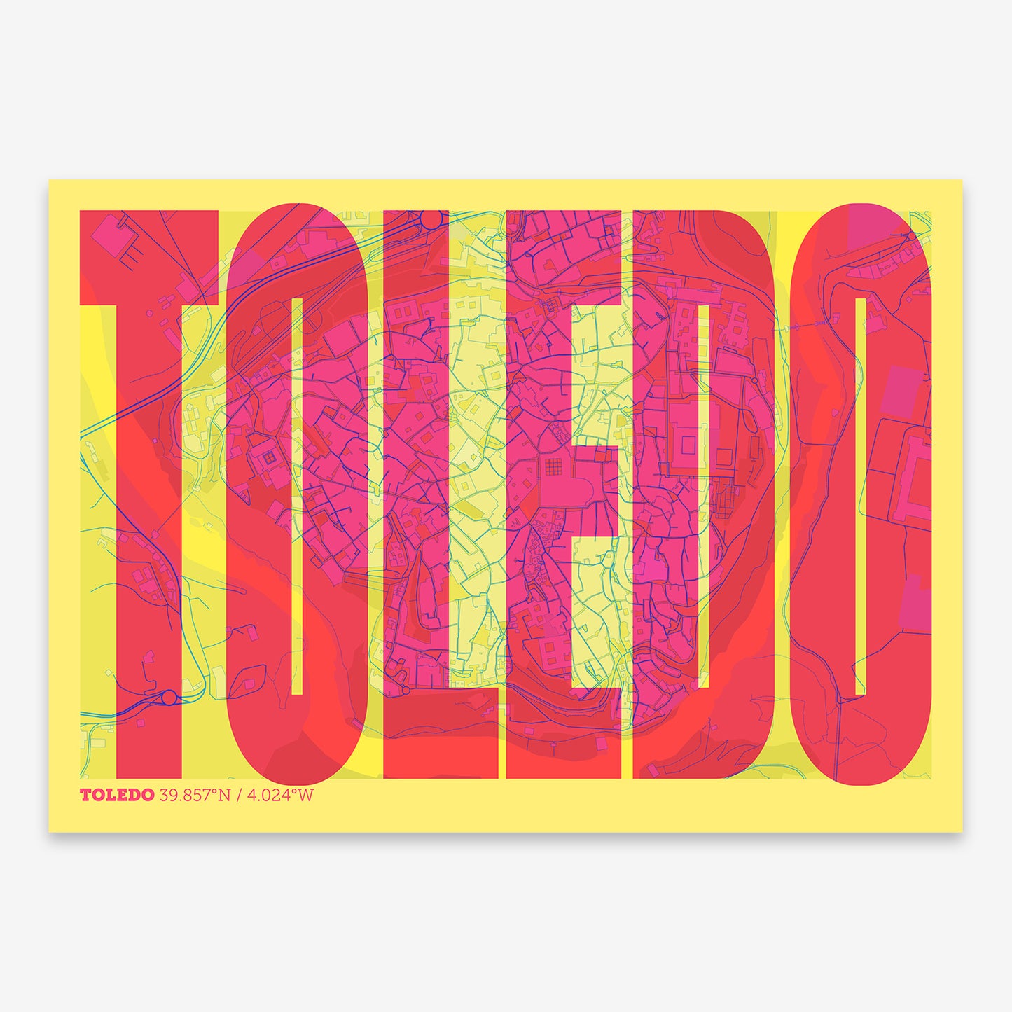 Toledo Downtown Map V09 Miami / No Frame / No