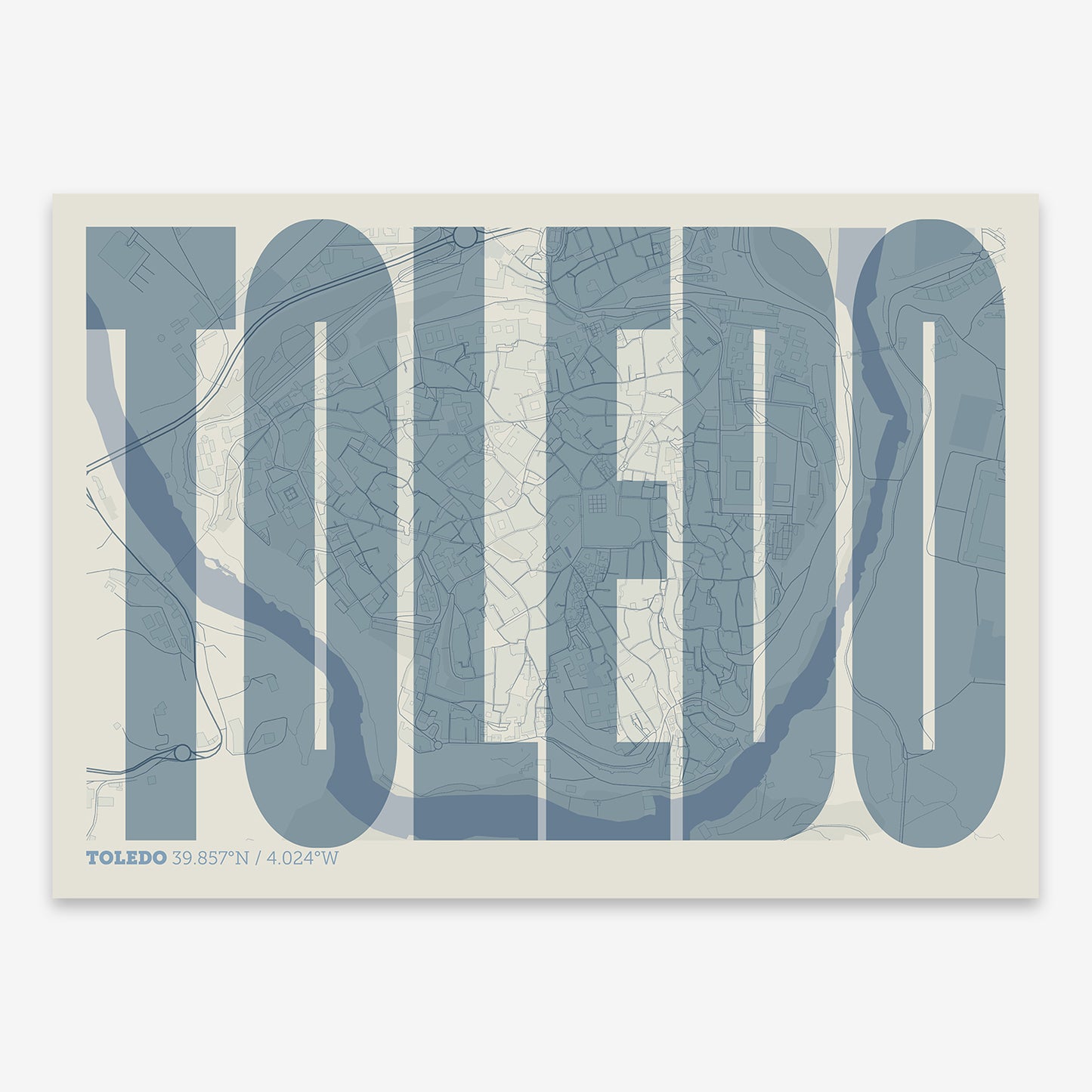 Toledo Downtown Map V09 Seaside / No Frame / No