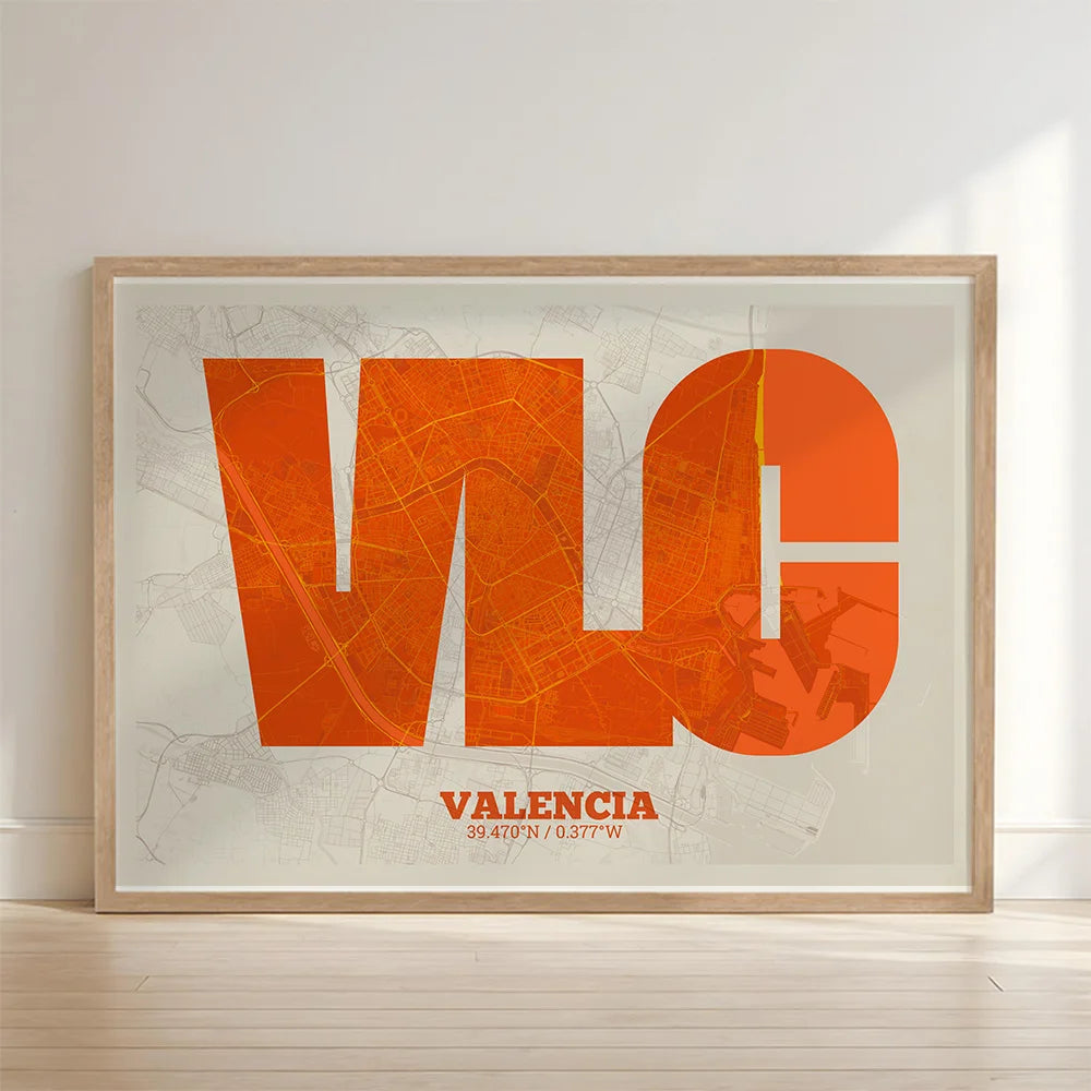 Lámina decorativa de Valencia – Arte tipográfico moderno