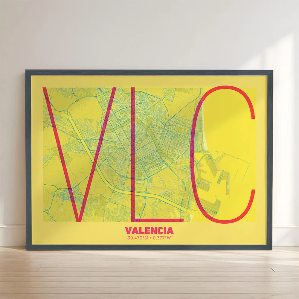 Póster decorativo de Valencia – Arte tipográfico ultrafino