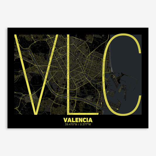 Valencia Map V07 Night / Frame / Yes