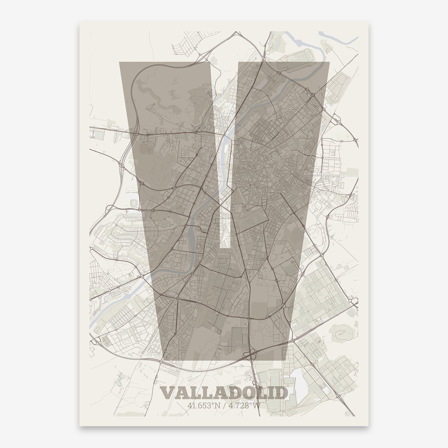 Valladolid Map V02 Rustic / No Frame / No