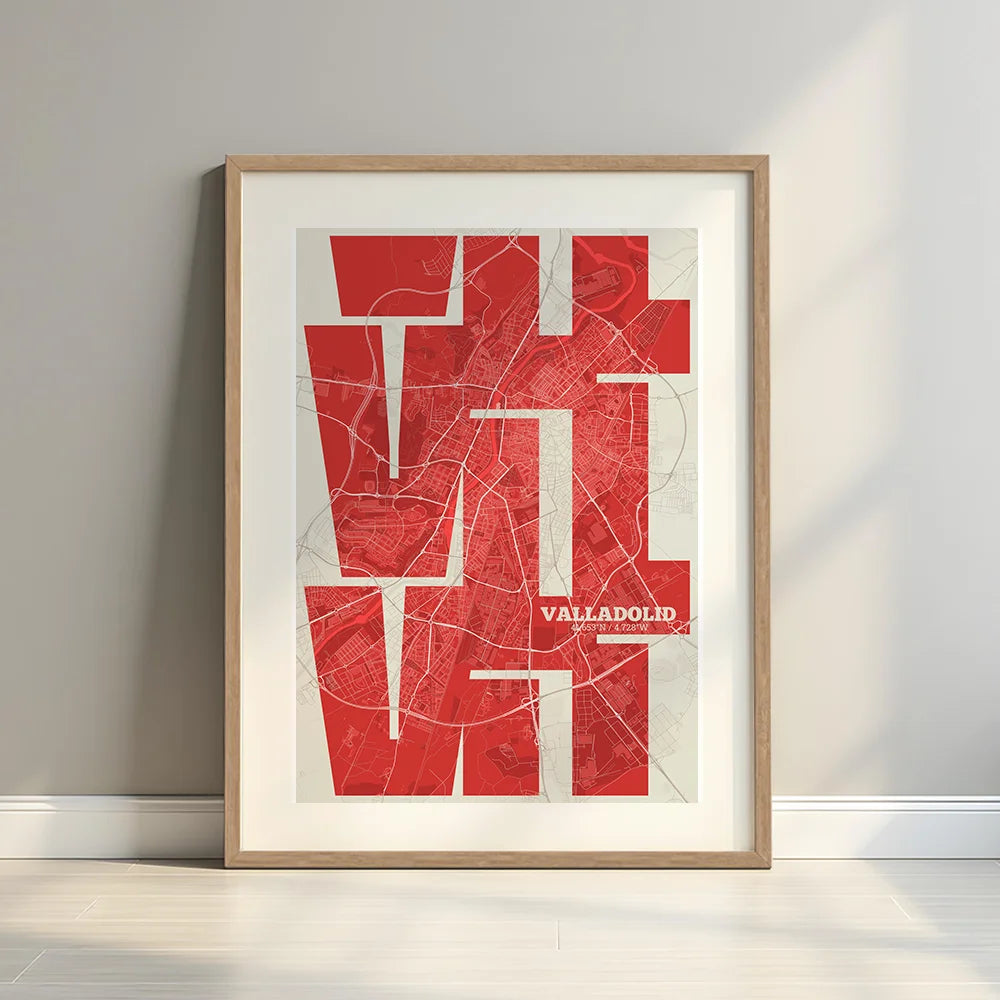 Artistic poster of Valladolid with geometric typography - Personalized decoration