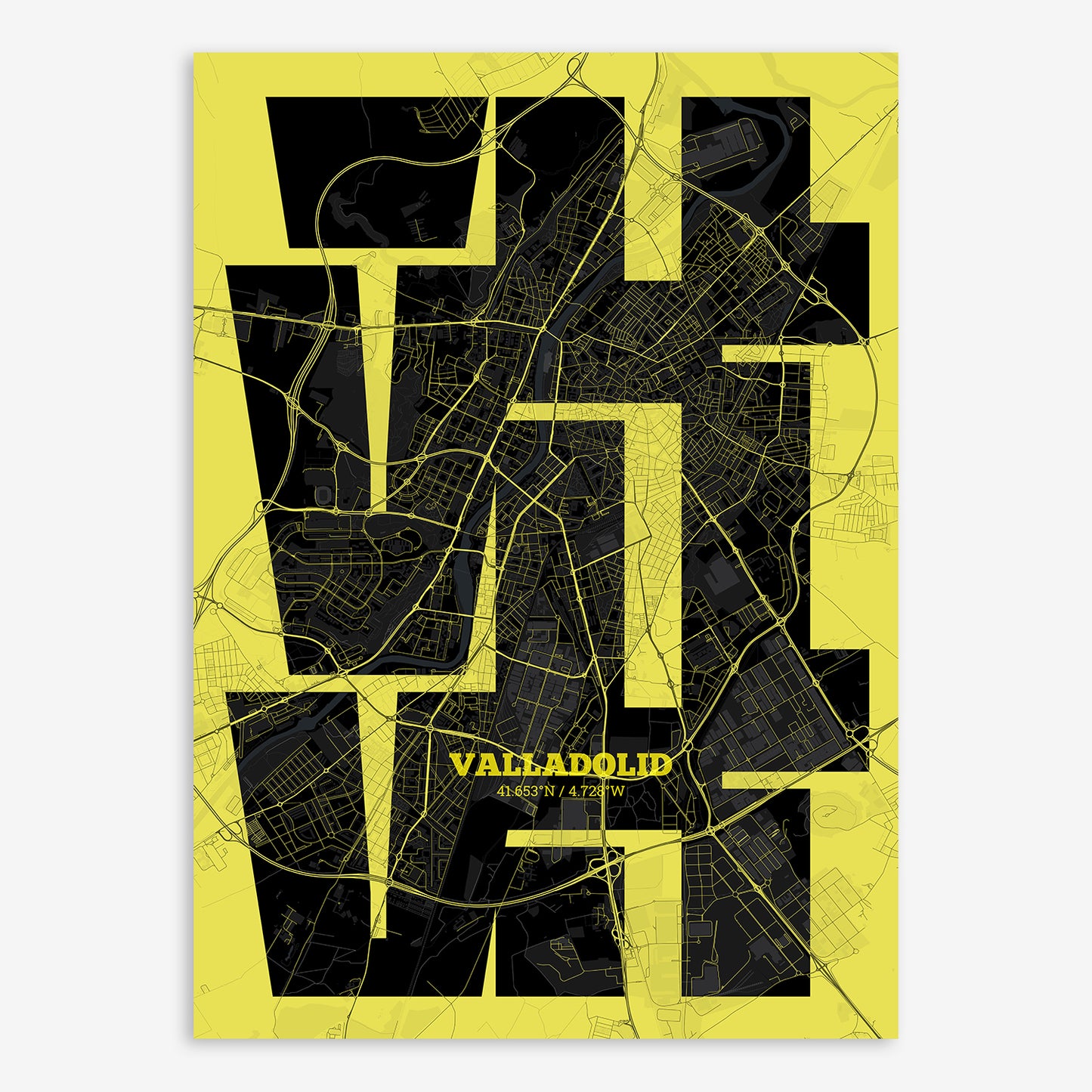 Valladolid Map V03 Night / Frame / Yes