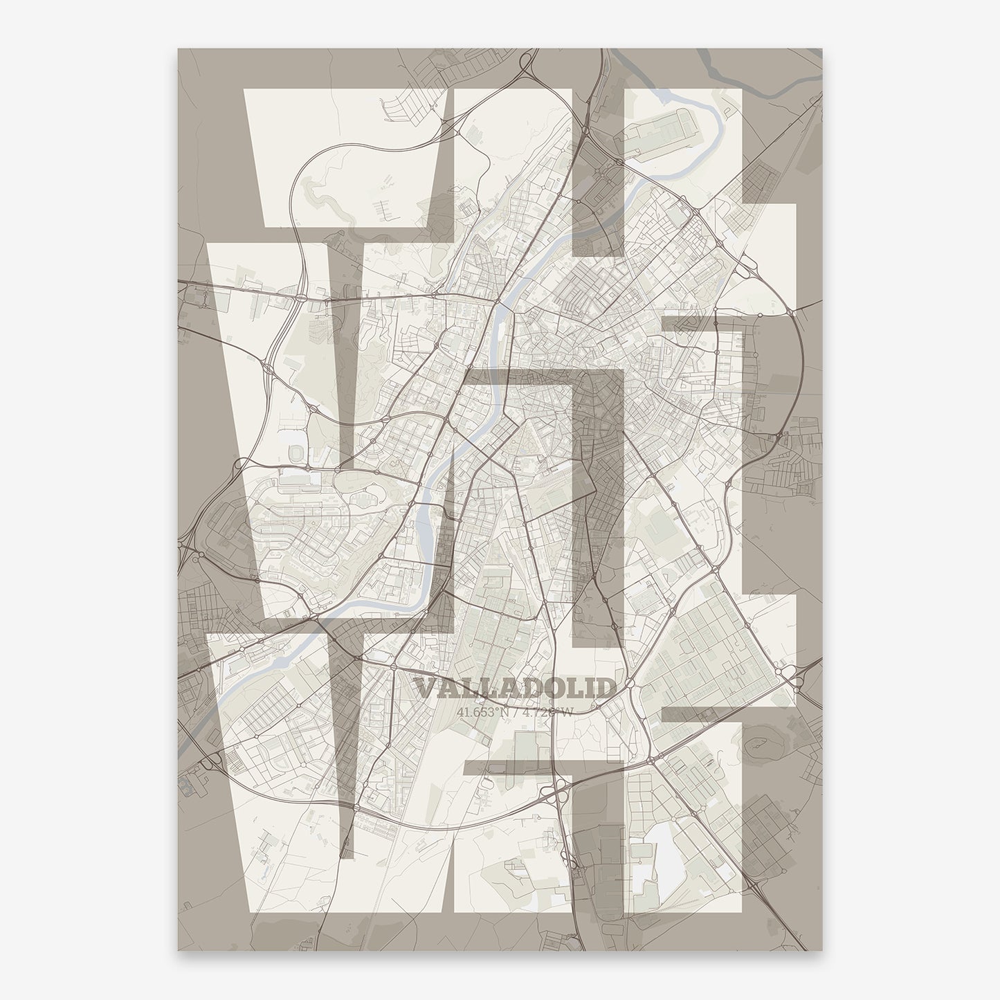 Valladolid Map V03 Rustic / No Frame / No