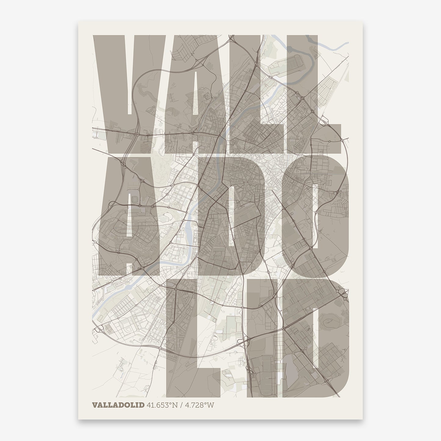 Valladolid Map V08 Rustic / No Frame / No