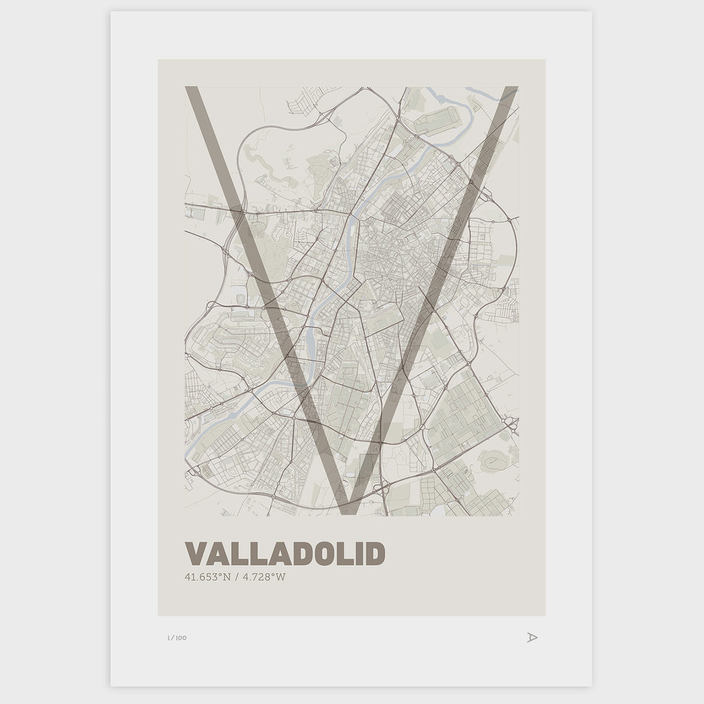 Lámina tipográfica de Valladolid – diseño Ultrafina, sin marco sobre papel