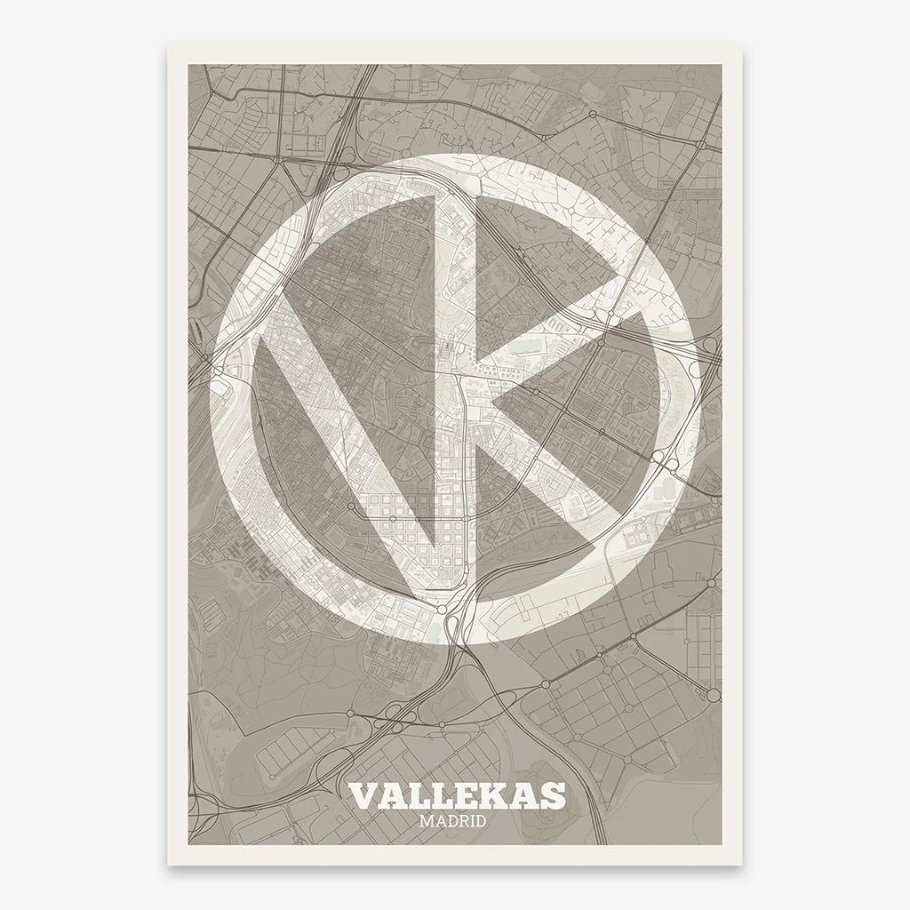 Decorative print of Vallecas, Madrid – Modern typographic art