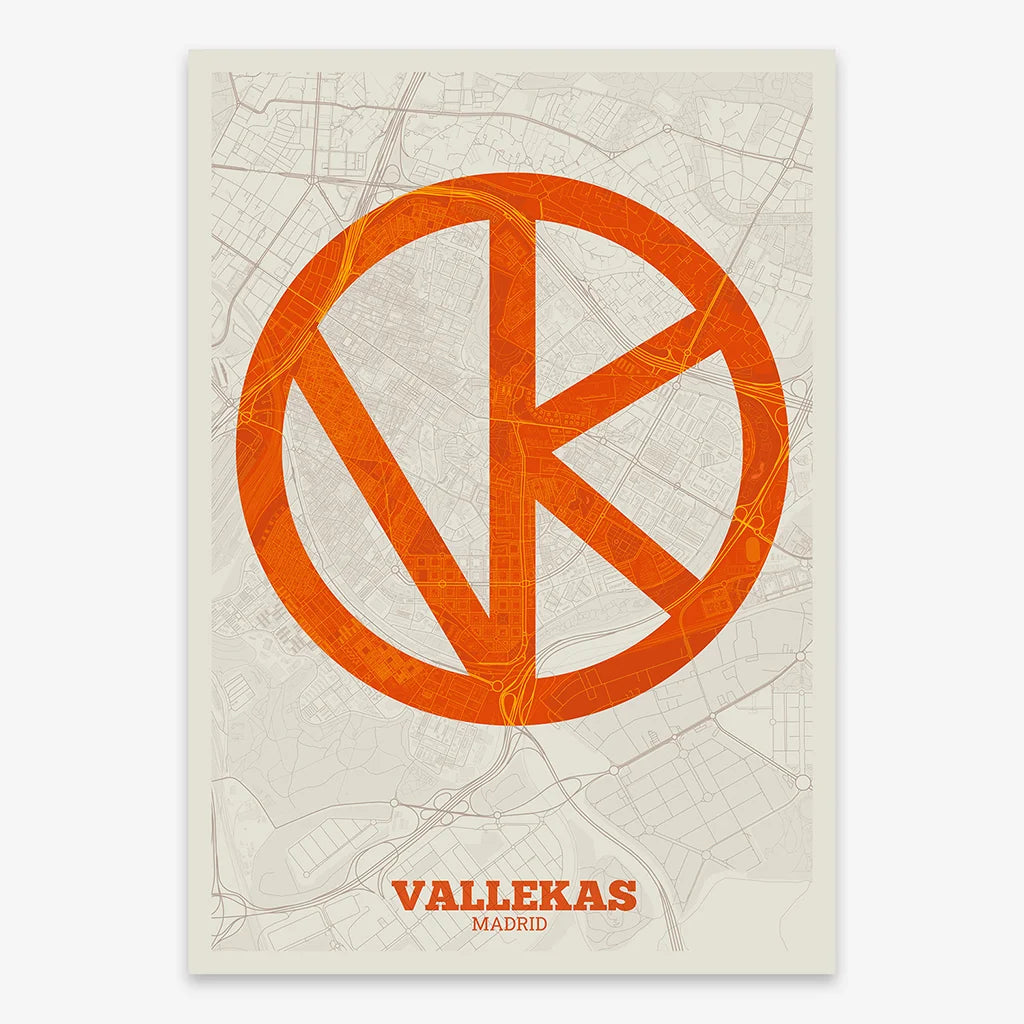 Decorative print of Vallecas, Madrid – Modern typographic art