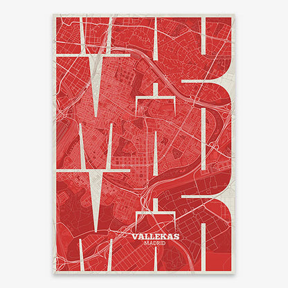 Artistic poster of Vallecas, Madrid with geometric typography - Custom decoration