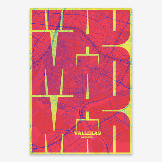 Ilustración de Vallecas, Madrid con tipografía geométrica – "Las Letras Inseparables"