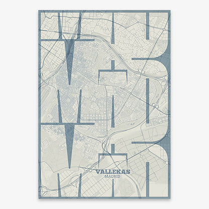 Artistic poster of Vallecas, Madrid with geometric typography - Custom decoration