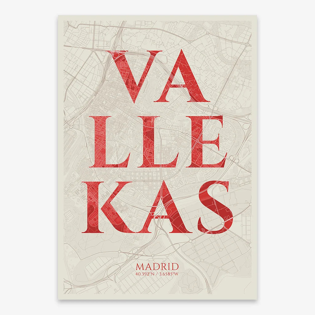 Elegant print of Vallecas, Madrid – Minimalist and sophisticated poster