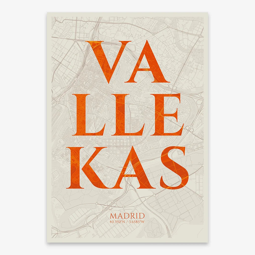 Elegant print of Vallecas, Madrid – Minimalist and sophisticated poster
