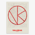 The map of Vallecas in Ultralight design, a minimalist aesthetic combining urban cartography with modern, extra-thin elegant lettering designed in red and an off-white background