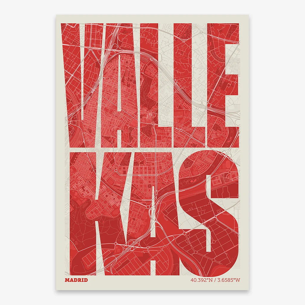 Recuerdo gráfico de Vallecas, Madrid – Lámina tipográfica contemporánea