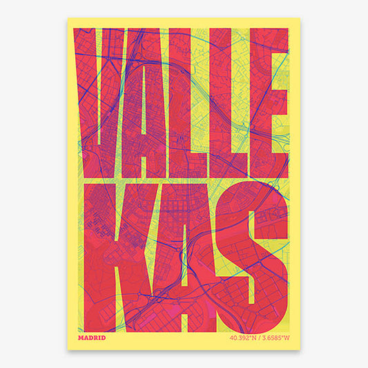 Recuerdo gráfico de Vallecas, Madrid – Lámina tipográfica contemporánea