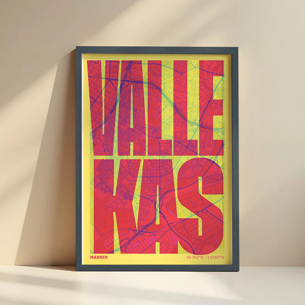 Recuerdo gráfico de Vallecas, Madrid – Lámina tipográfica contemporánea