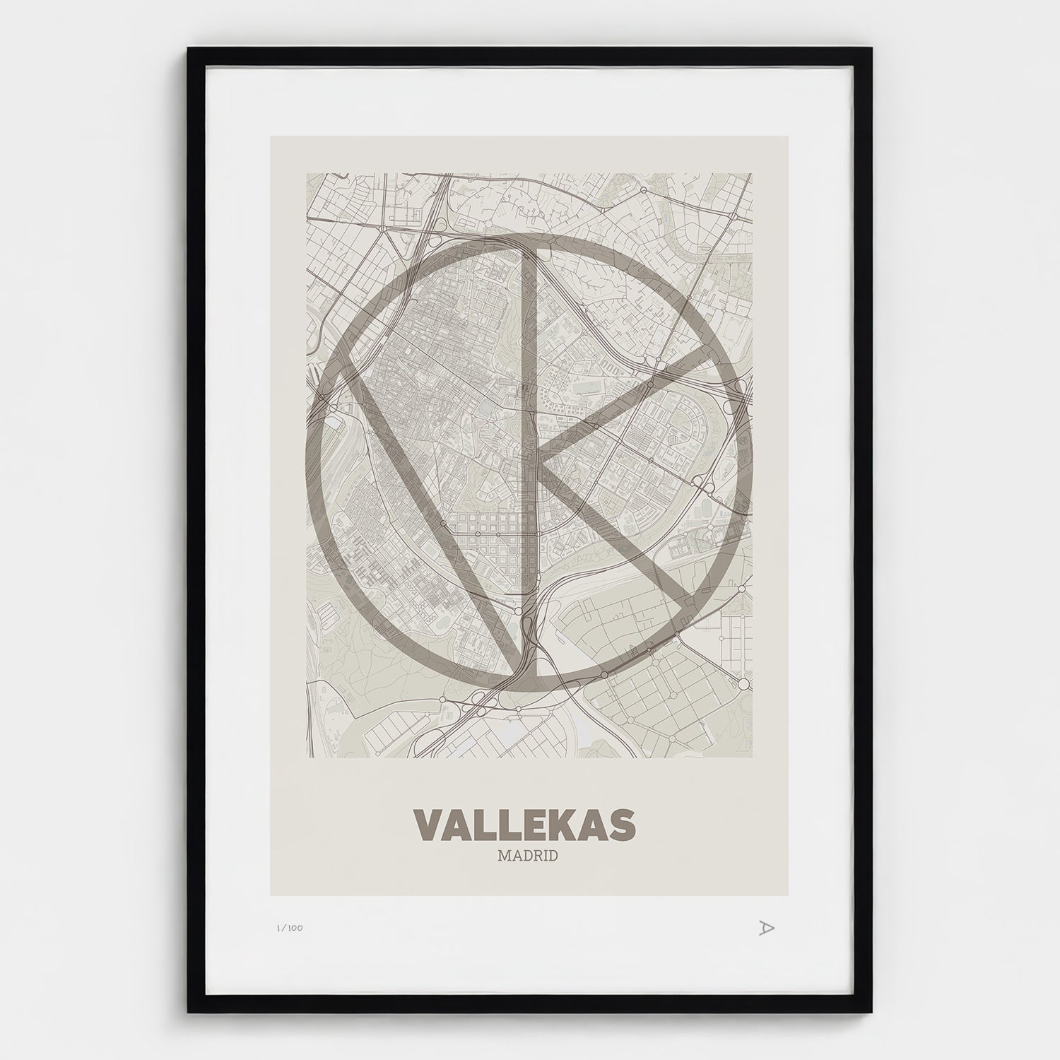 Lámina tipográfica de Vallecas – diseño Ultrafina, marco negro