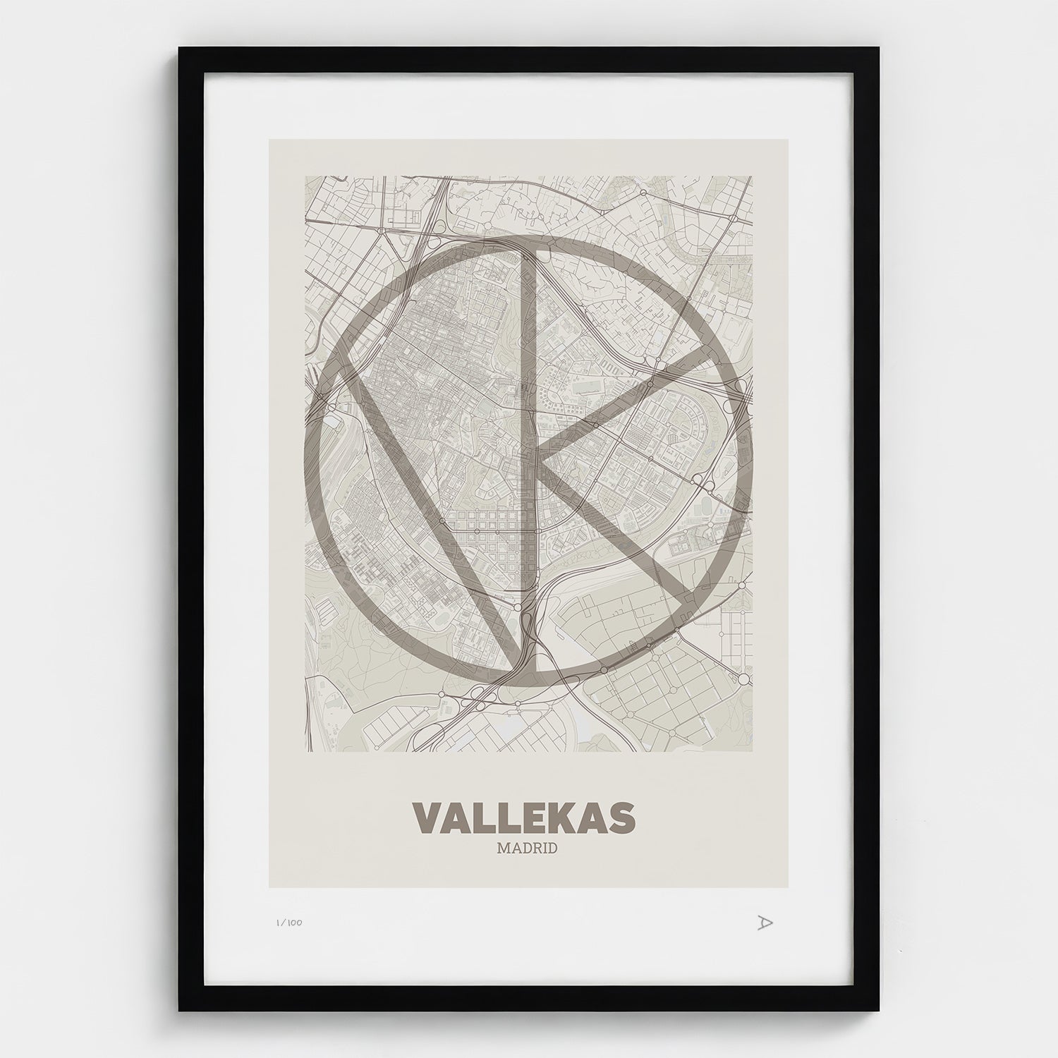 Lámina tipográfica de Vallecas – diseño Ultrafina, marco negro