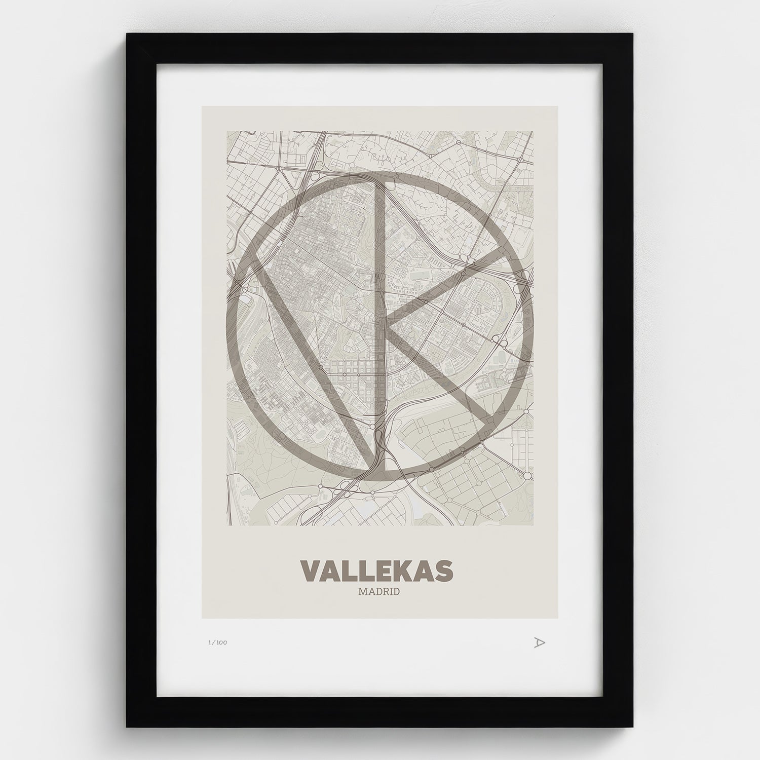 Lámina tipográfica de Vallecas – diseño Ultrafina, marco negro