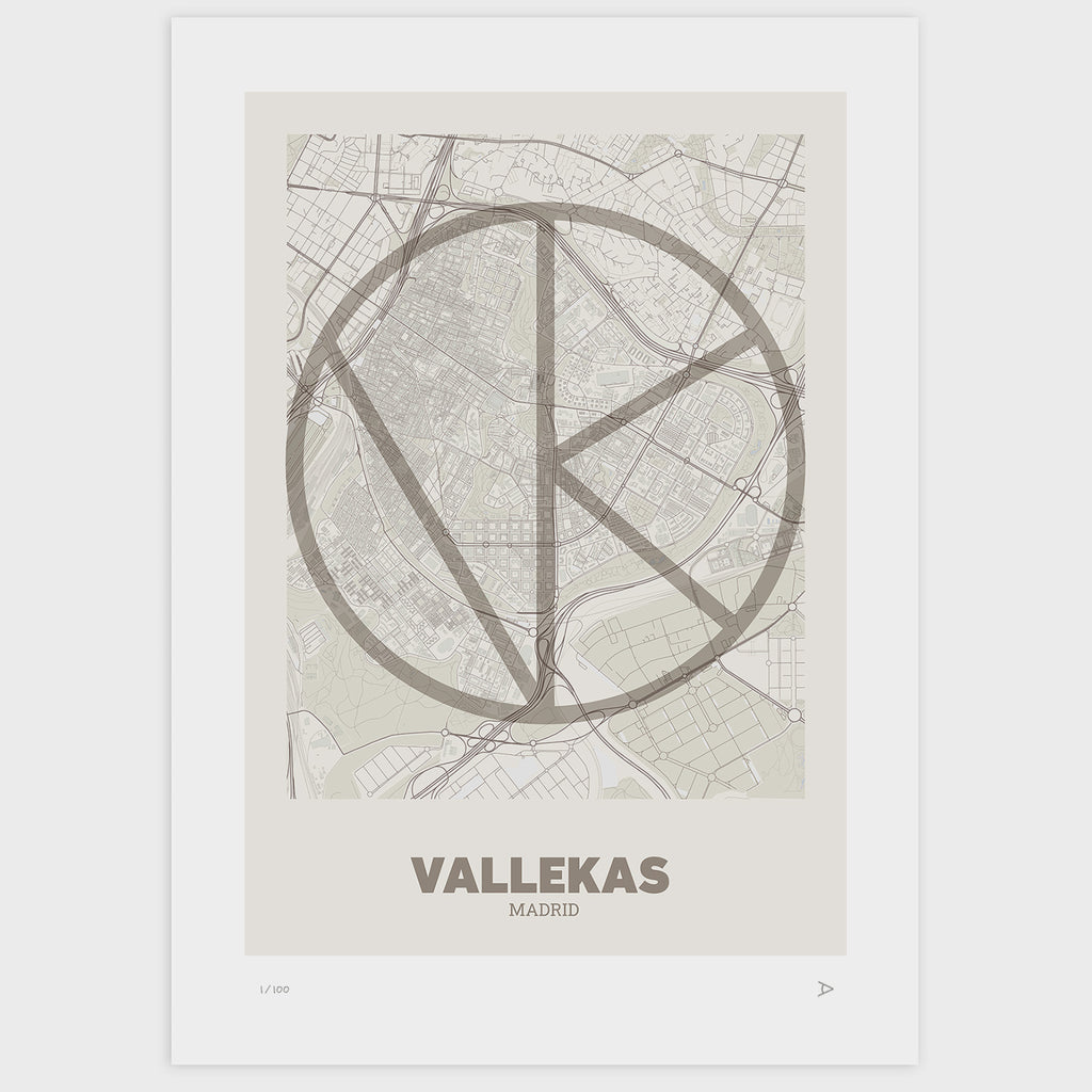 Lámina tipográfica de Vallecas – diseño Ultrafina, sin marco sobre papel