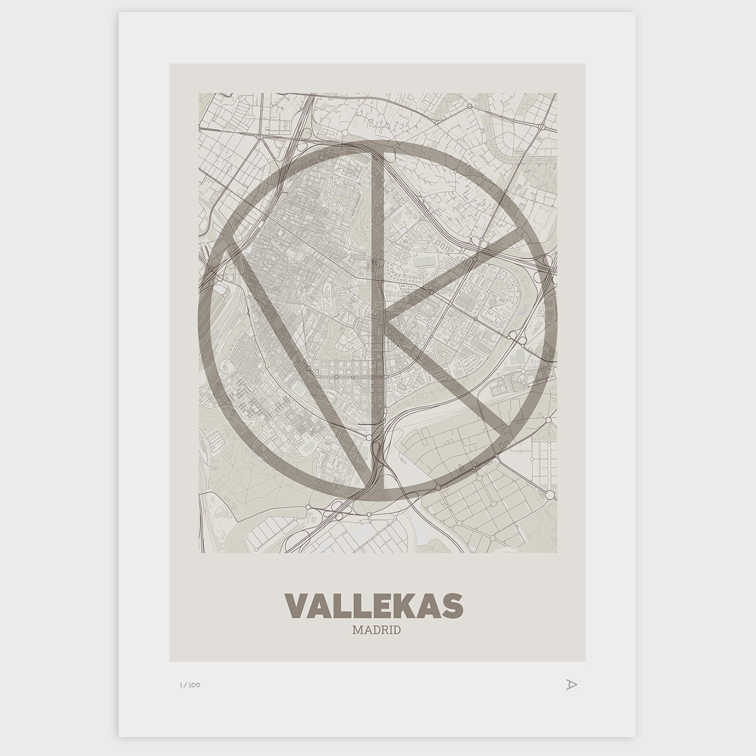 Lámina tipográfica de Vallecas – diseño Ultrafina, sin marco sobre papel