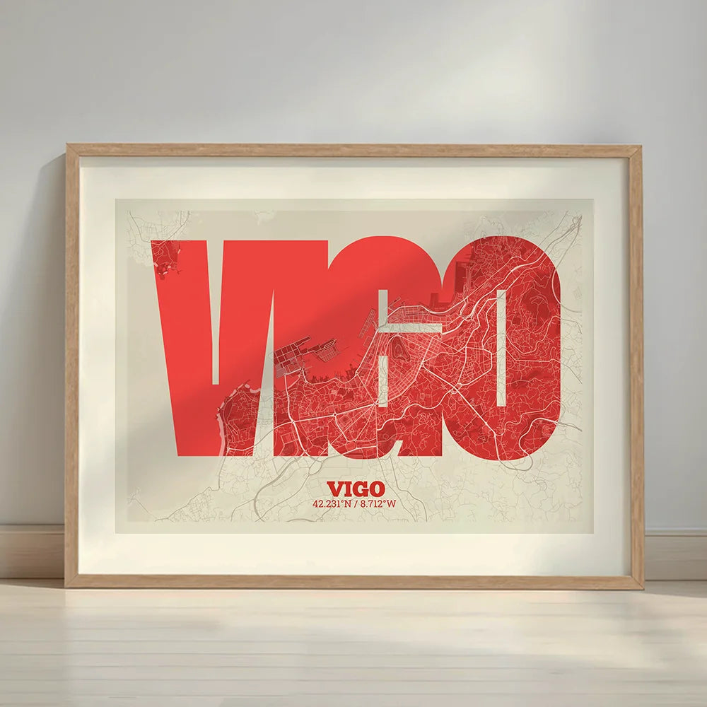 Lámina decorativa de Vigo – Arte tipográfico moderno