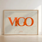 Decorative poster of Vigo – Ultra-thin typographic art