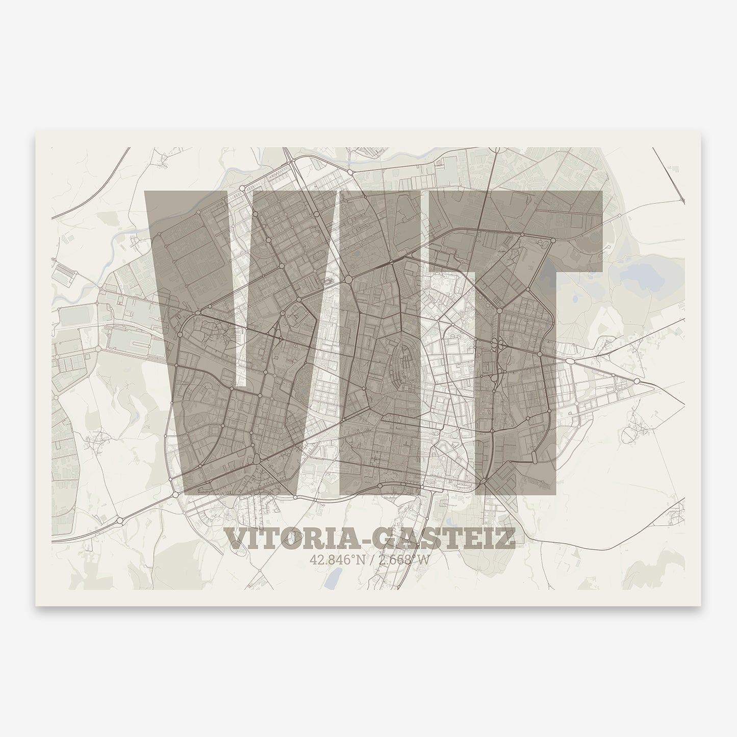 Vitoria-Gasteiz Map V02 Rustic / No Frame / No