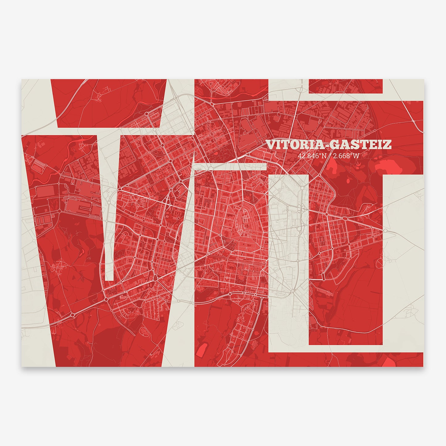 Vitoria-Gasteiz Map V03 Boho / No Frame / No