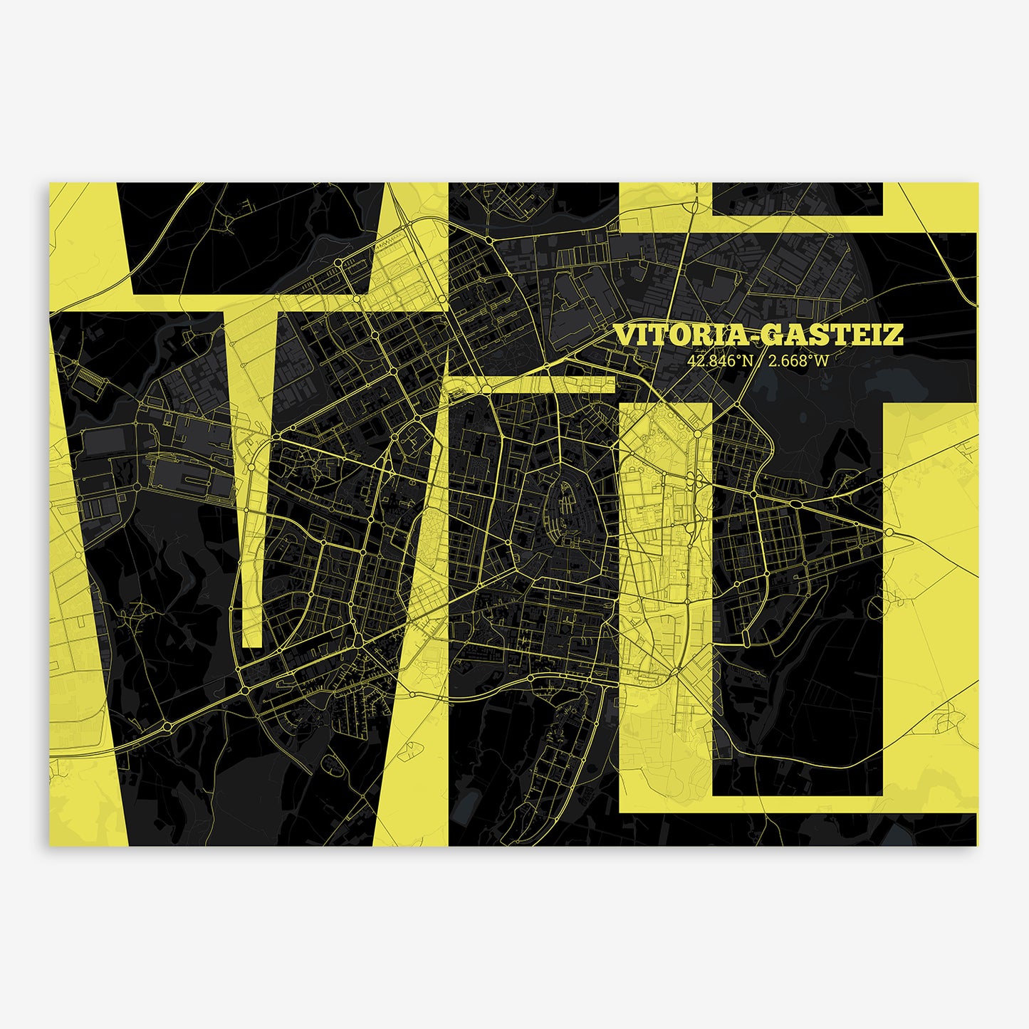 Vitoria-Gasteiz Map V03 Night / No Frame / No