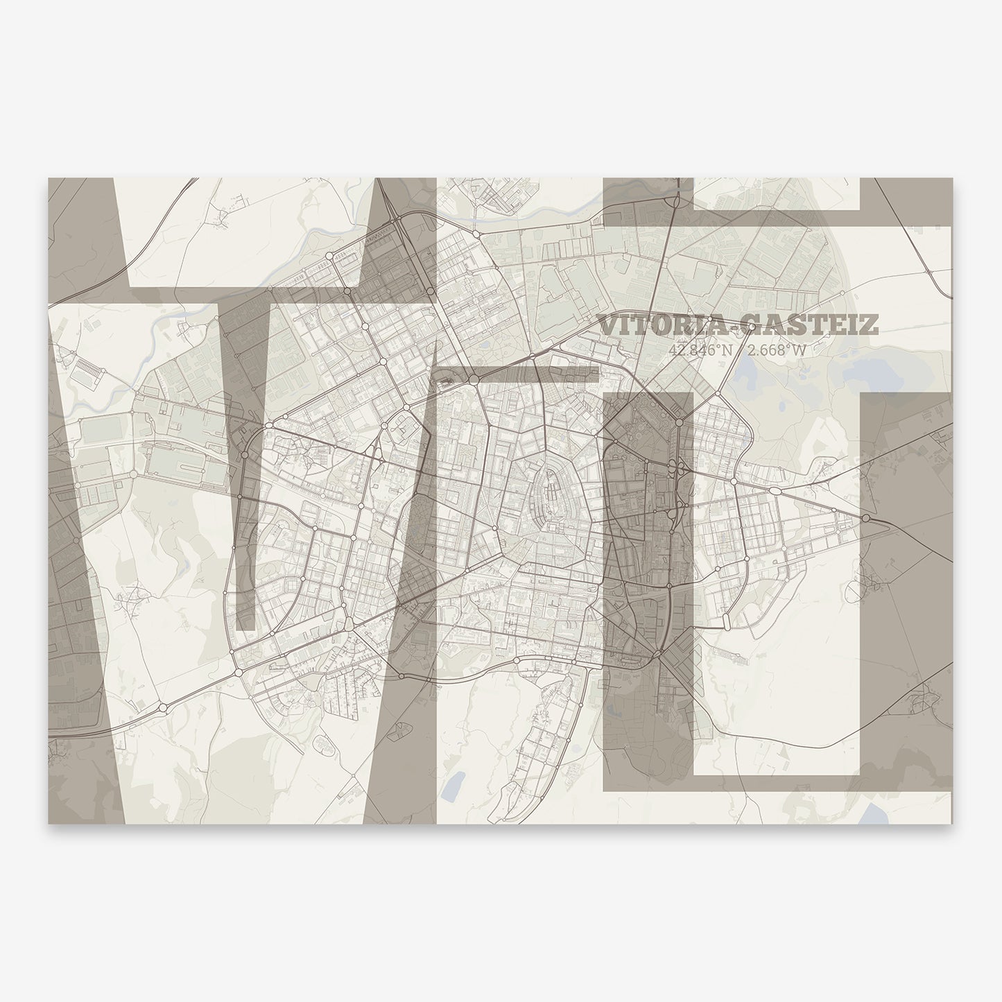 Vitoria-Gasteiz Map V03 Rustic / No Frame / No