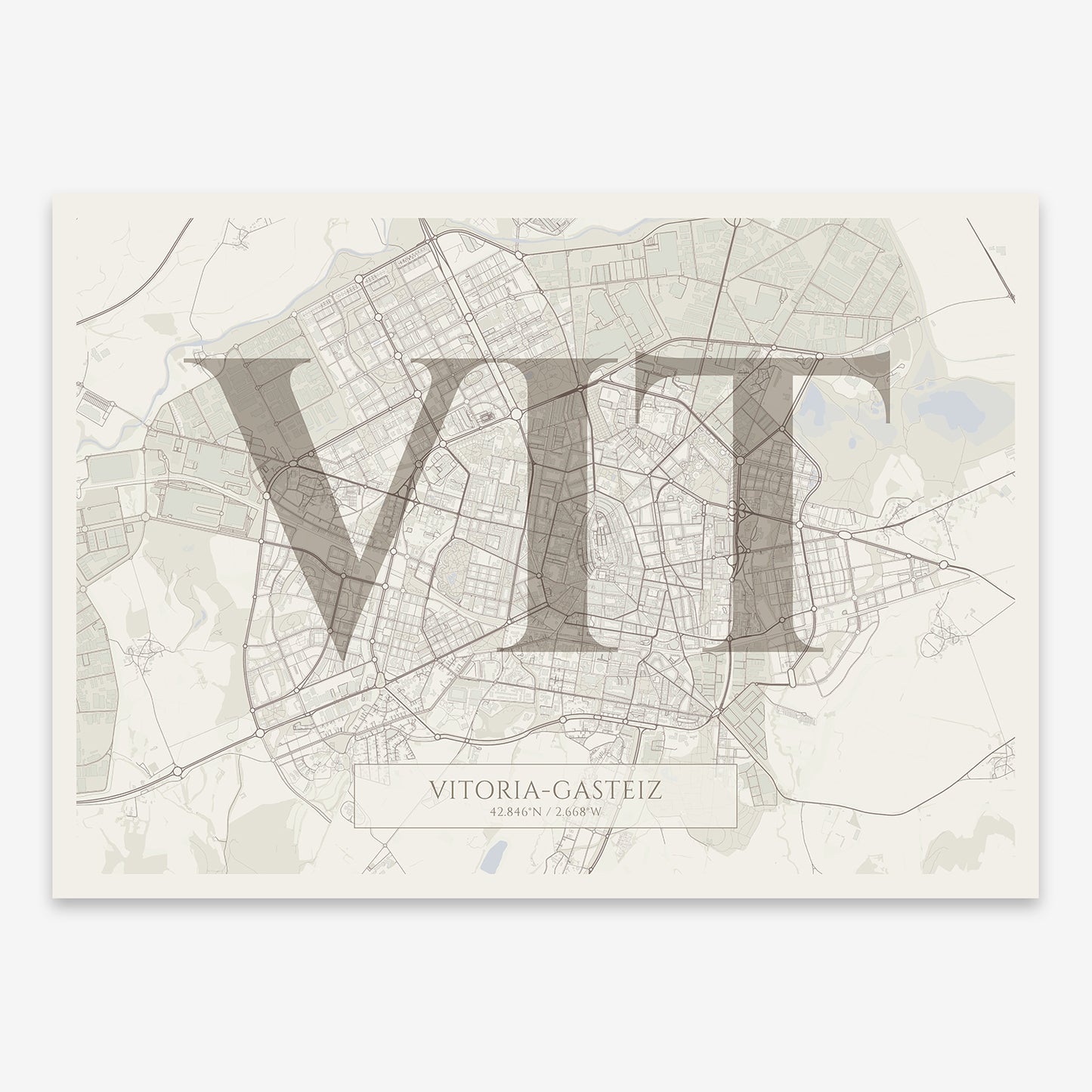 Vitoria-Gasteiz Map V06 Rustic / Frame / No