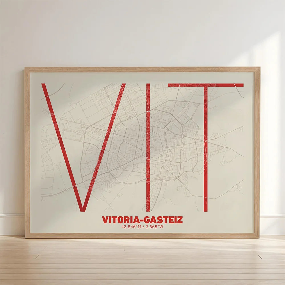 Decorative poster of Vitoria-Gasteiz – Ultra-thin typographic art