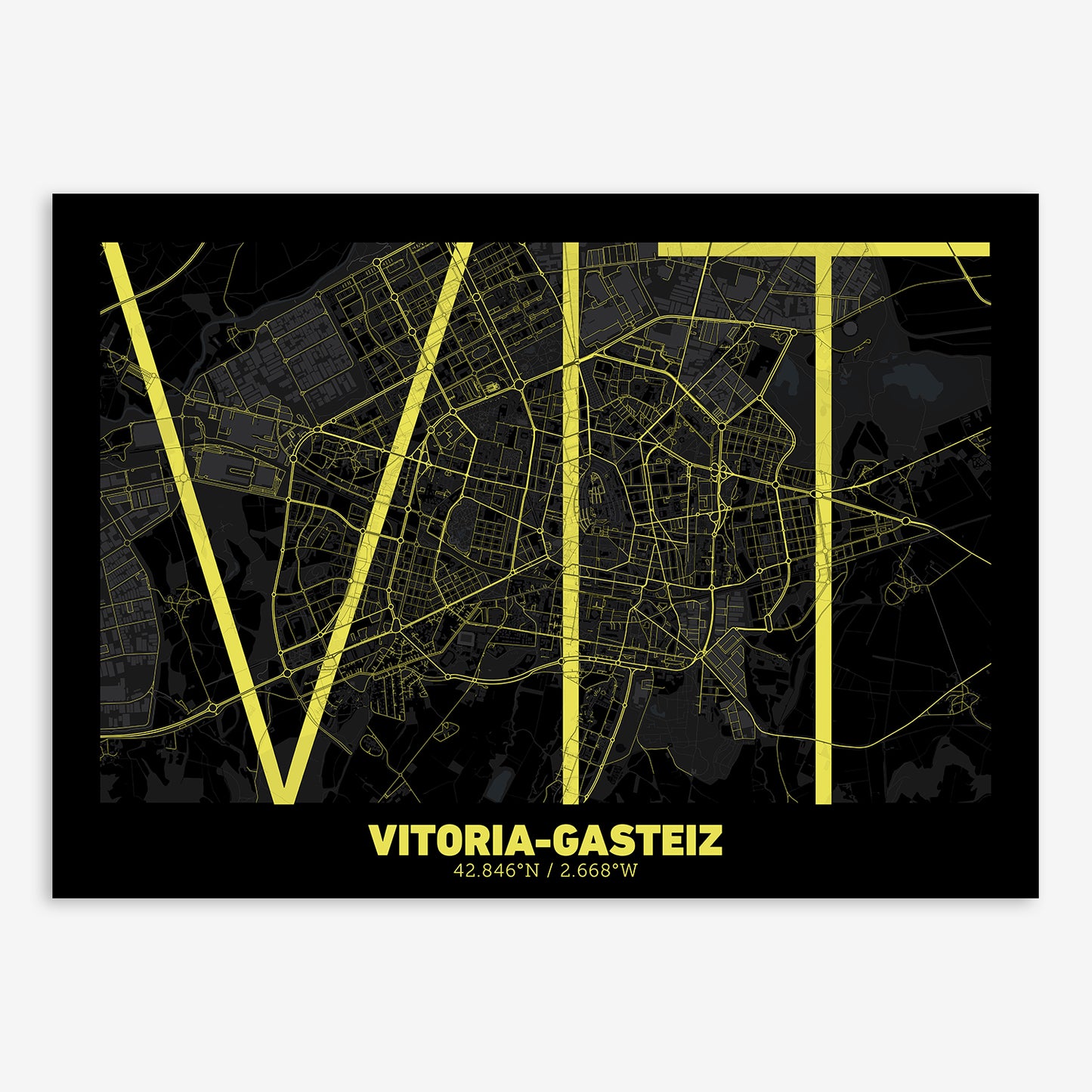 Vitoria-Gasteiz Map V07 Night / No Frame / No