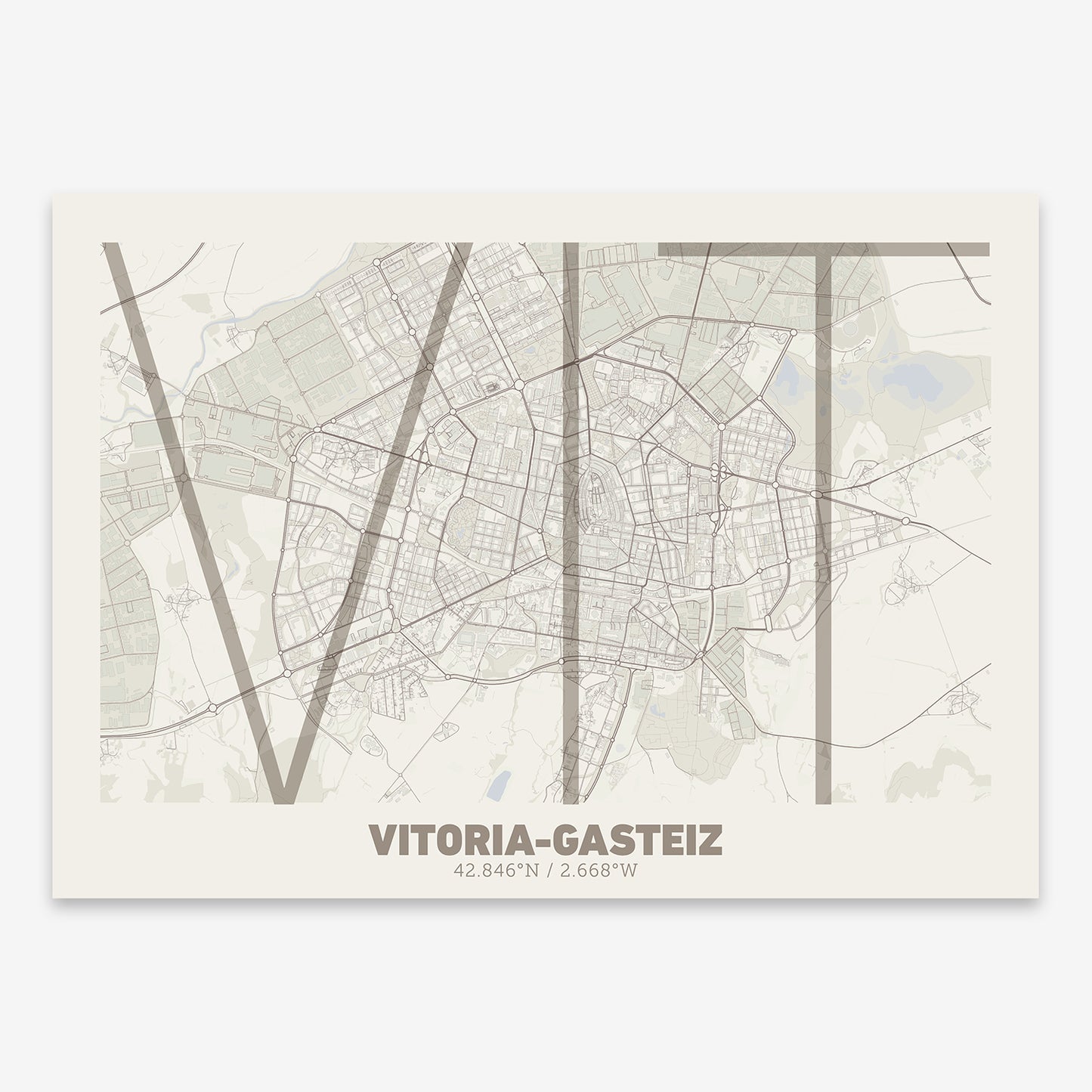 Vitoria-Gasteiz Map V07 Rustic / No Frame / No