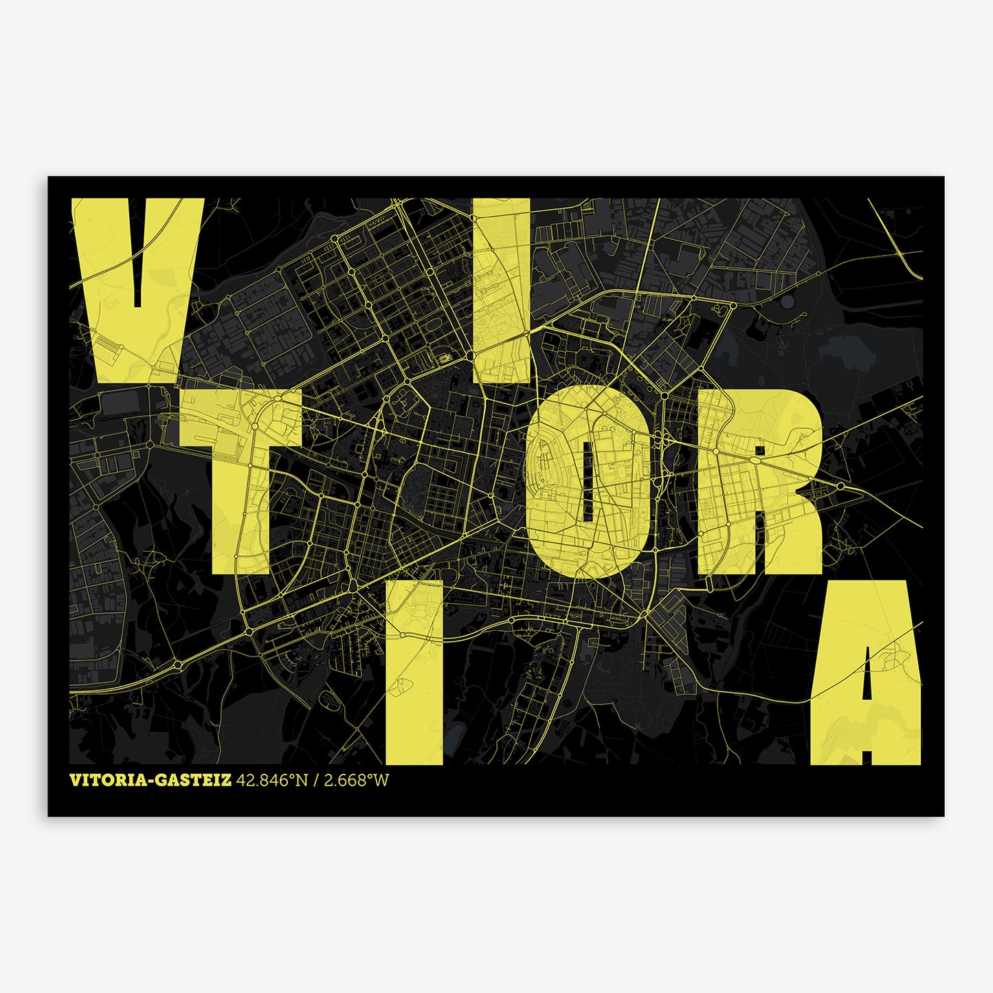 Vitoria-Gasteiz Map V08 Night / No Frame / No