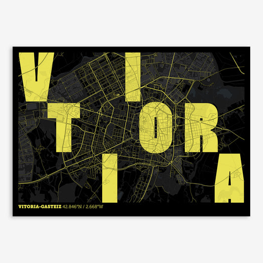 Vitoria-Gasteiz Map V08 Night / Frame / Yes