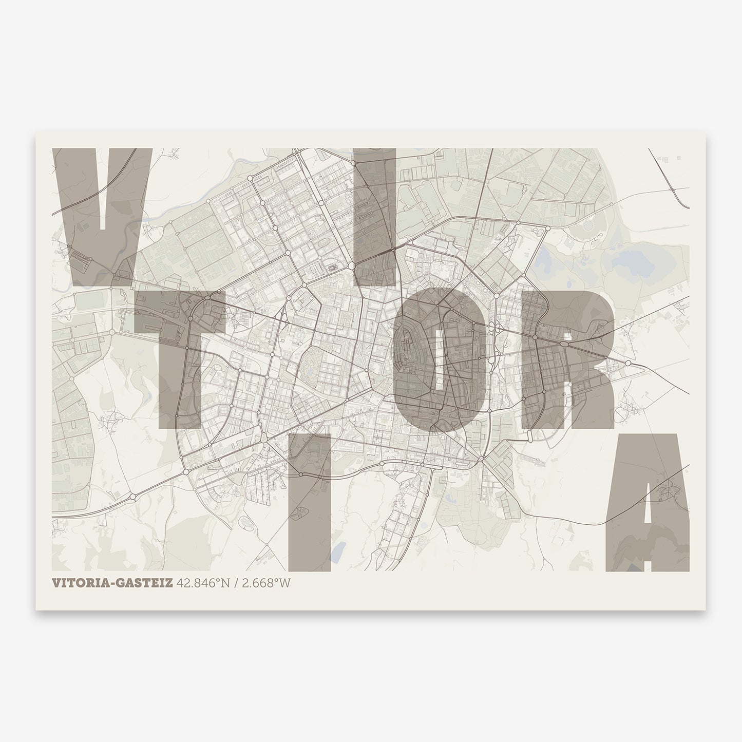 Vitoria-Gasteiz Map V08 Rustic / No Frame / No