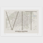 Lámina tipográfica de Vitoria-Gasteiz – diseño Ultrafina, sin marco sobre papel