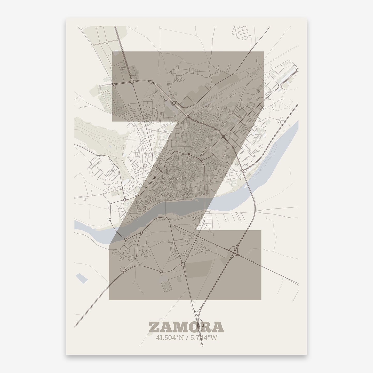 Zamora Map V02 Rustic / Frame / No