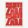 The map of Zamora in Inseparable design, featuring the city's abbreviation in expressive typography over a detailed urban map designed in red and an off-white background